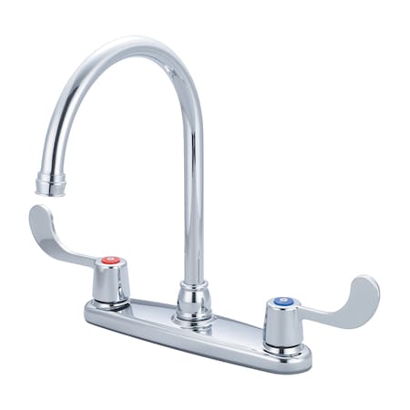 Olympia Faucets Two Handle Kitchen Faucet, NPSM, Standard, Polished Chrome, Number of Holes: 3 Hole K-5350